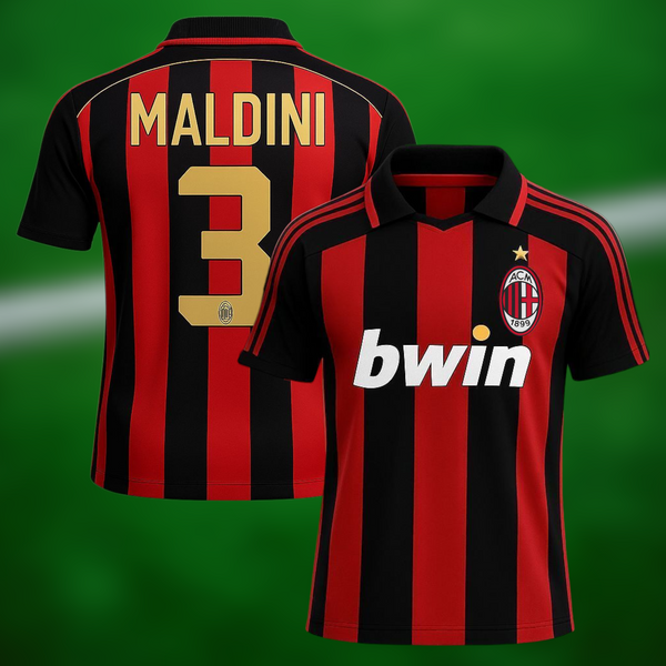 Retro AC Milan 06-07 Hjemmedrakt med Shorts og Maldini trykk - Voksen og Barn