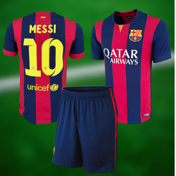 Retro Barcelona 14-15 hjemmedrakt med Messi trykk - Barn