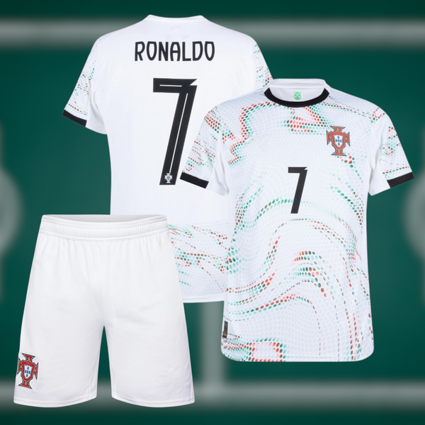 Portugal EURO 2025 Bortedrakt med shorts og Ronaldo trykk - Barn og Voksen