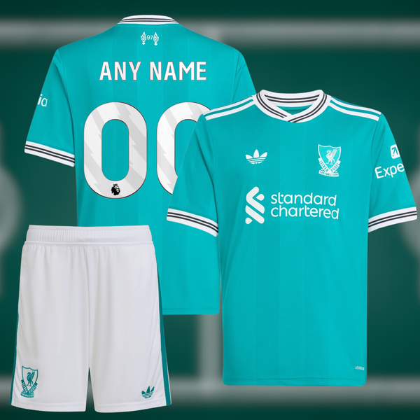 Liverpool 25-26 Tredjedrakt med shorts og Valgfritt trykk - Barn og Voksen