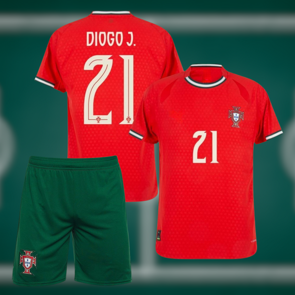 Portugal 2025 Hjemmedrakt med shorts og Diogo Jota trykk - Barn og Voksen