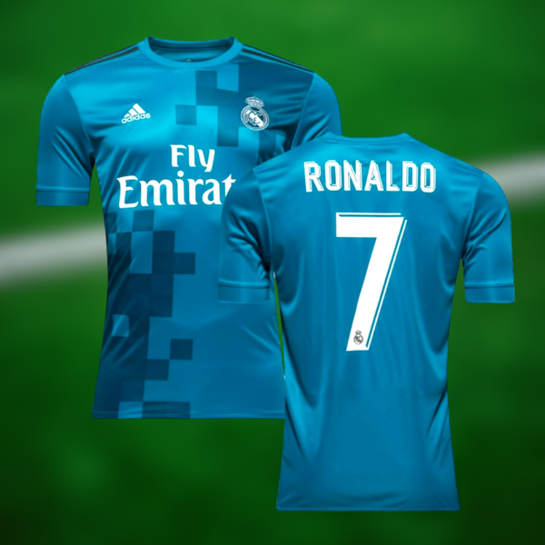 Retro Real Madrid 17-18 tredjedrakt med Ronaldo trykk - Voksen