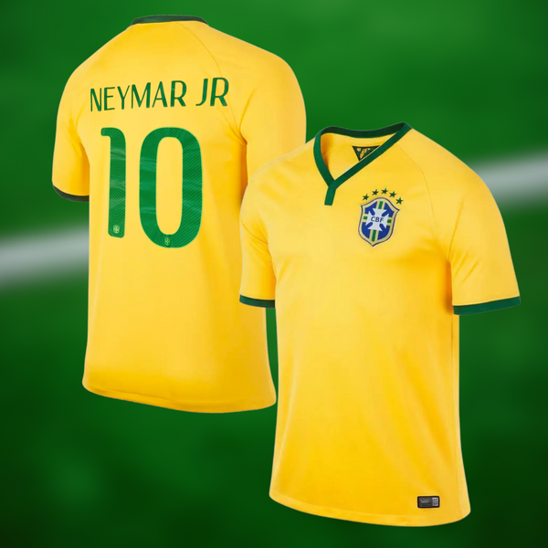 Retro Brasil VM 2014 Hjemmedrakt med Neymar trykk - Voksen