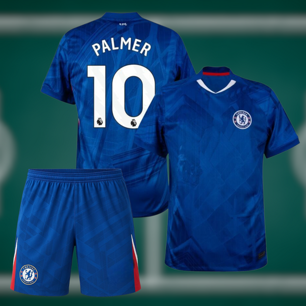 Chelsea 25-26 Hjemmedrakt med shorts og Palmer 10 trykk - Barn og Voksen