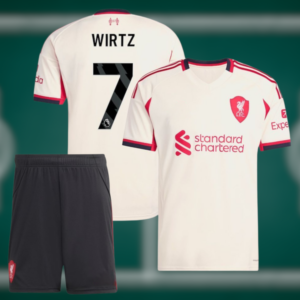 Liverpool 25-26 Bortedrakt med shorts og Wirtz trykk - Barn og Voksen