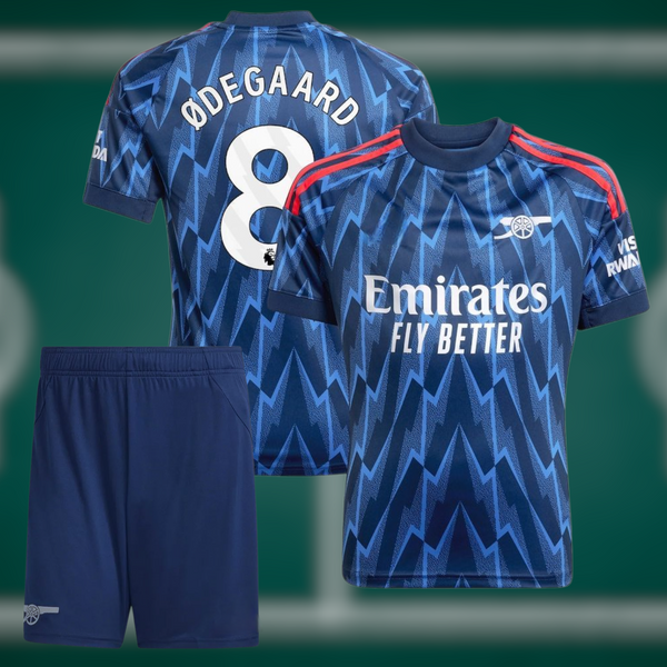 Arsenal 25-26 Bortedrakt med shorts og Ødegaard trykk - Barn