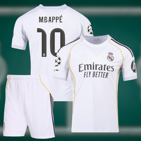 Real Madrid 25-26 Hjemmedrakt med shorts og Mbappe (10) trykk - Barn og Voksen