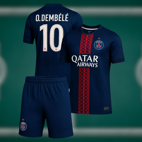 PSG 25-26 Hjemmedrakt med shorts og Dembele trykk - Eiffel Tower Star - Barn